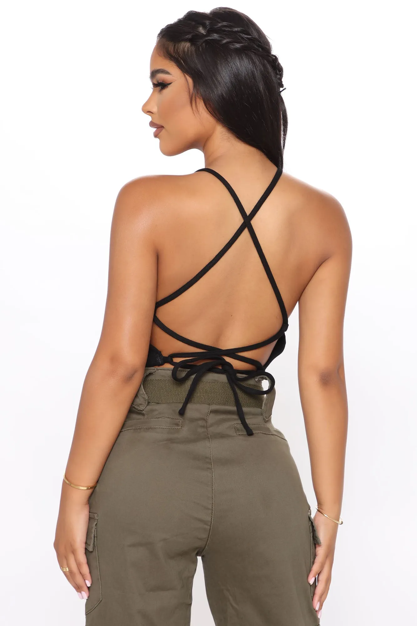 A Little  Fun Backless Top - Black