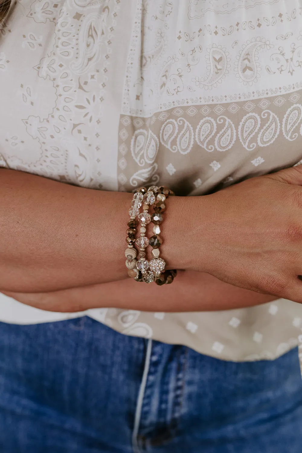 All Things Glitz Bracelet Stack, Jasper