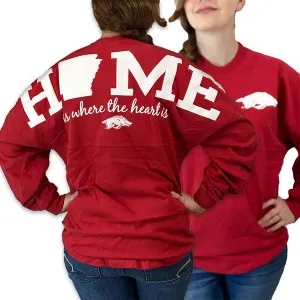 Arkansas Razorbacks Hogs Women's Home Spirit Jersey Long Sleeve Oversized Top Shirt