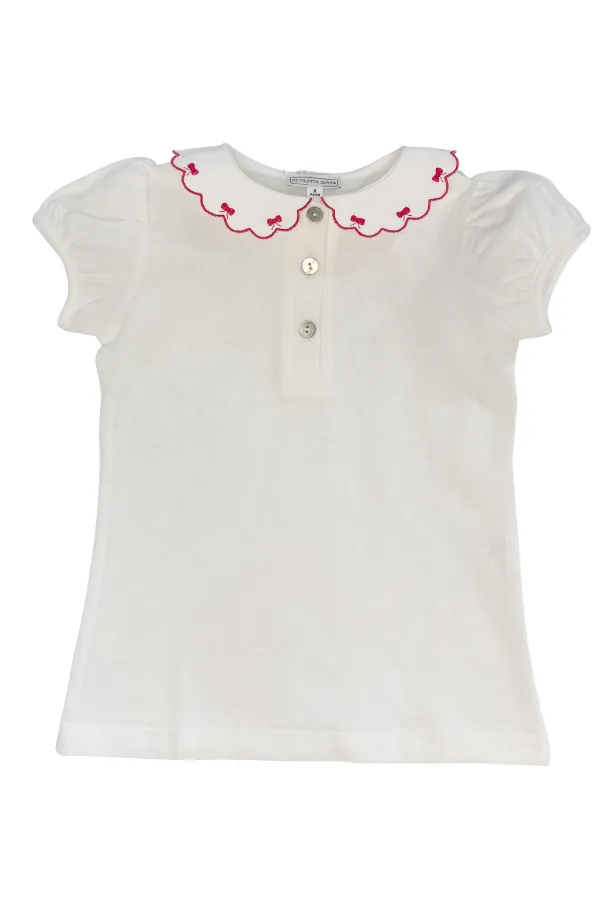 Asia T-shirt with embroidered collar