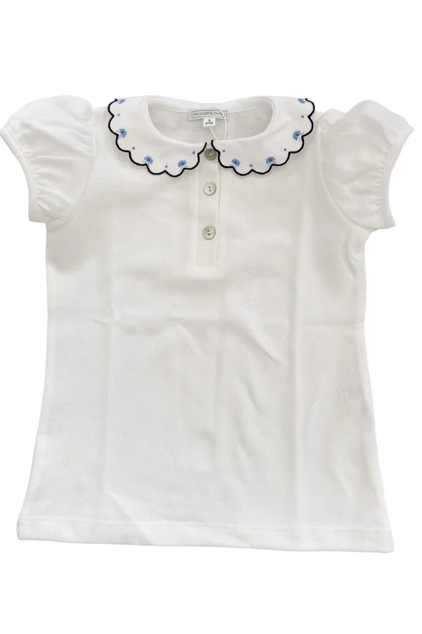 Asia T-shirt with embroidered collar