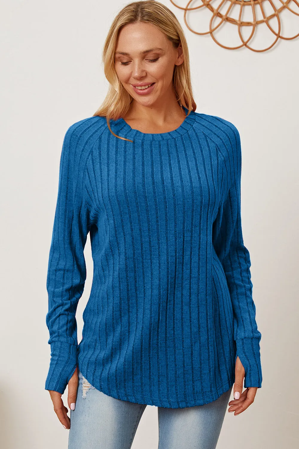 Basic Bae Full Size Ribbed Thumbhole Sleeve T-Shirt