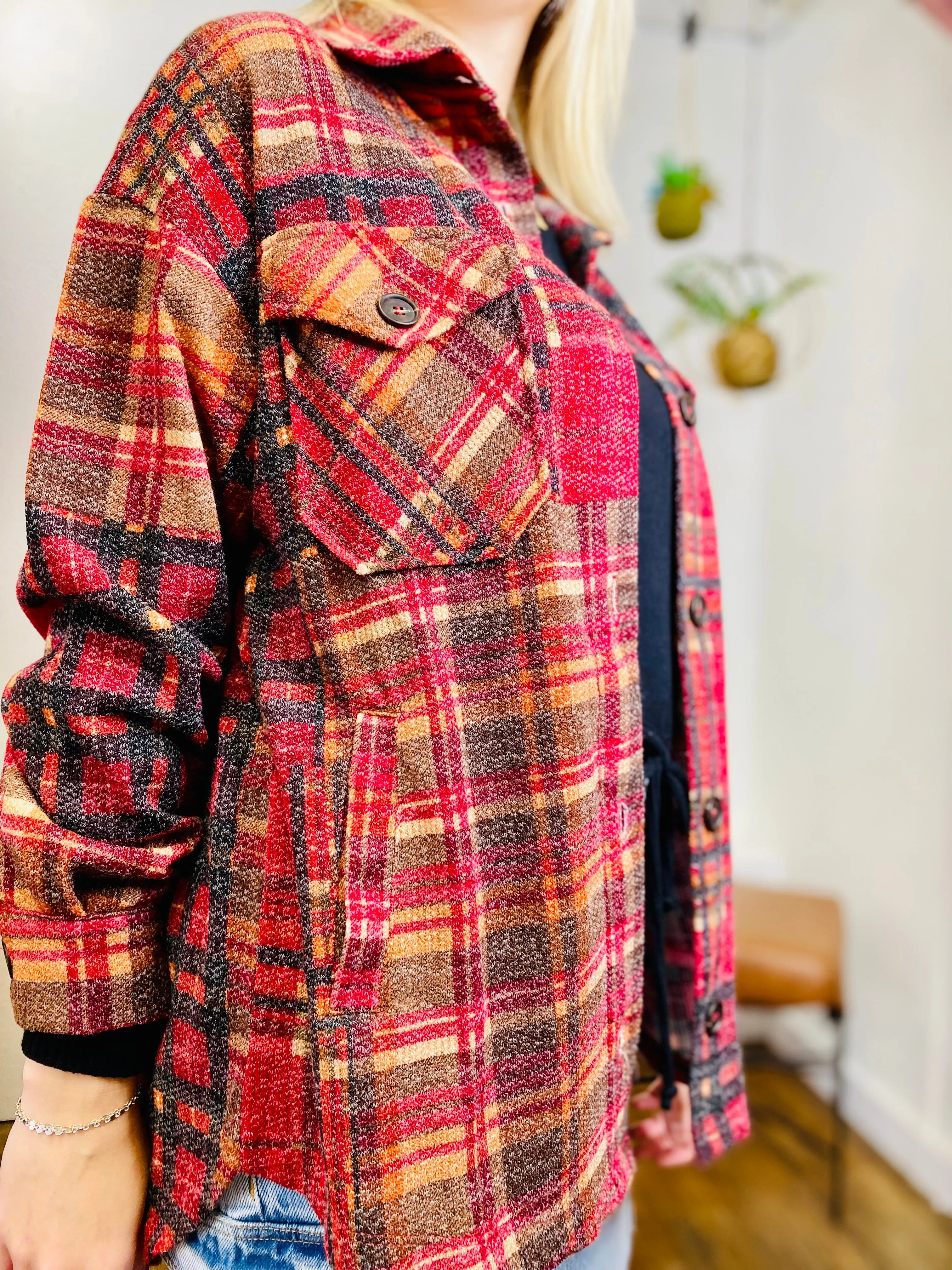 Bonfire Button Up Flannel - Red