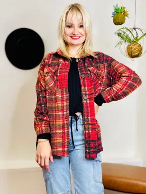 Bonfire Button Up Flannel - Red