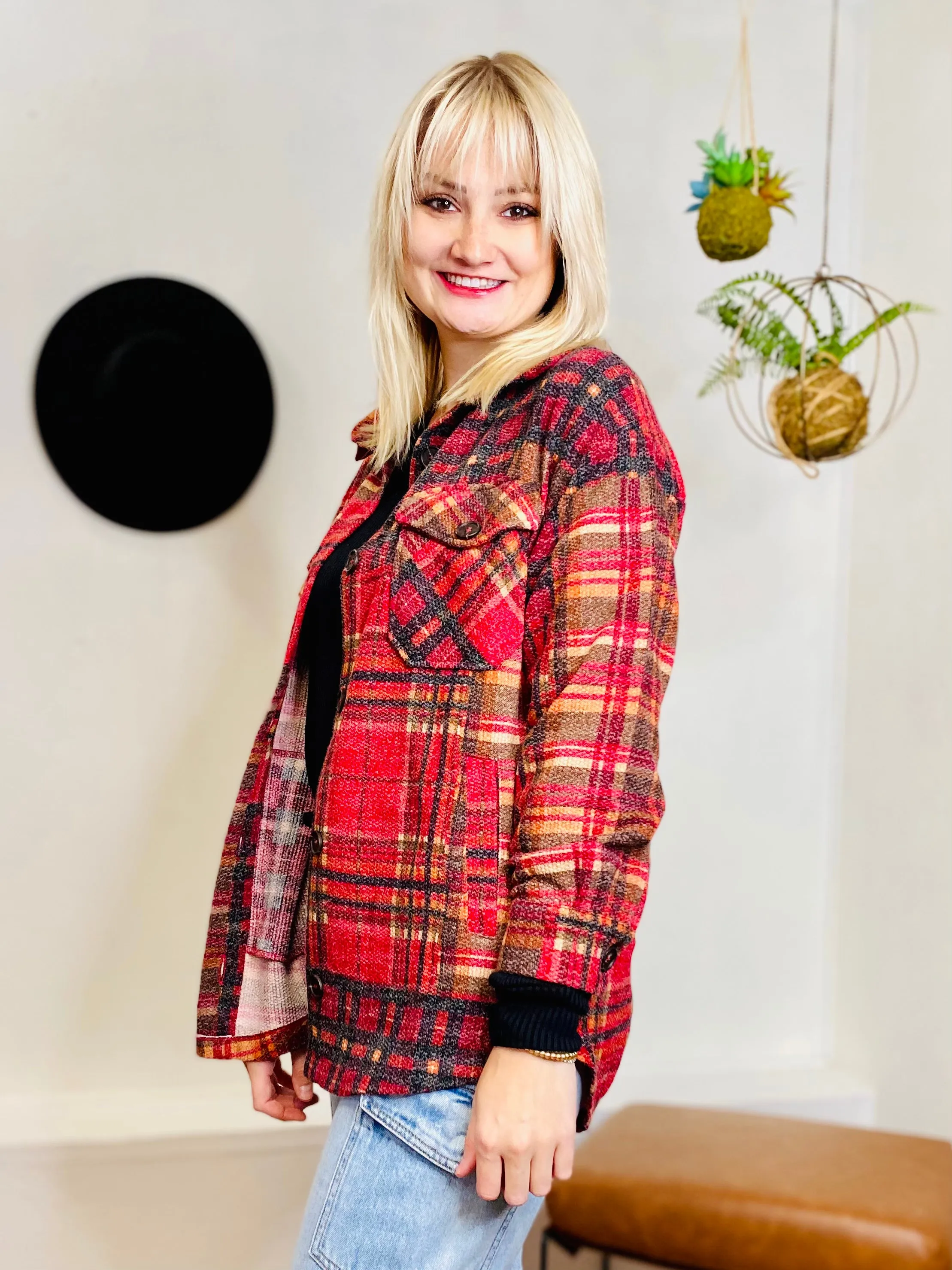 Bonfire Button Up Flannel - Red