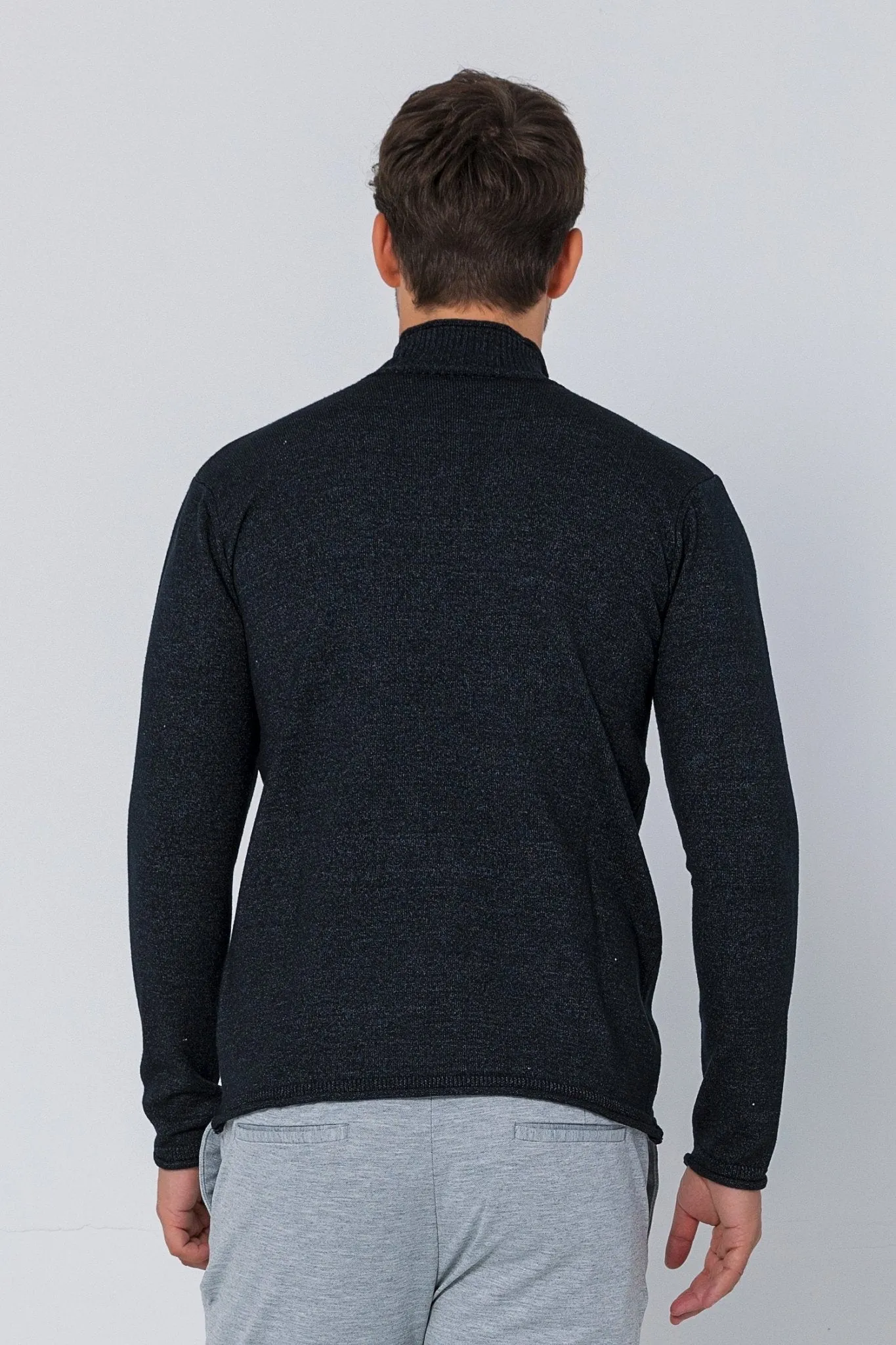 Classic Mock Neck Sweater - Anthracite