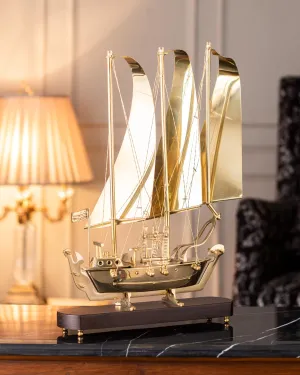 'Commodore' Handcrafted Brass Model Ship - 15"