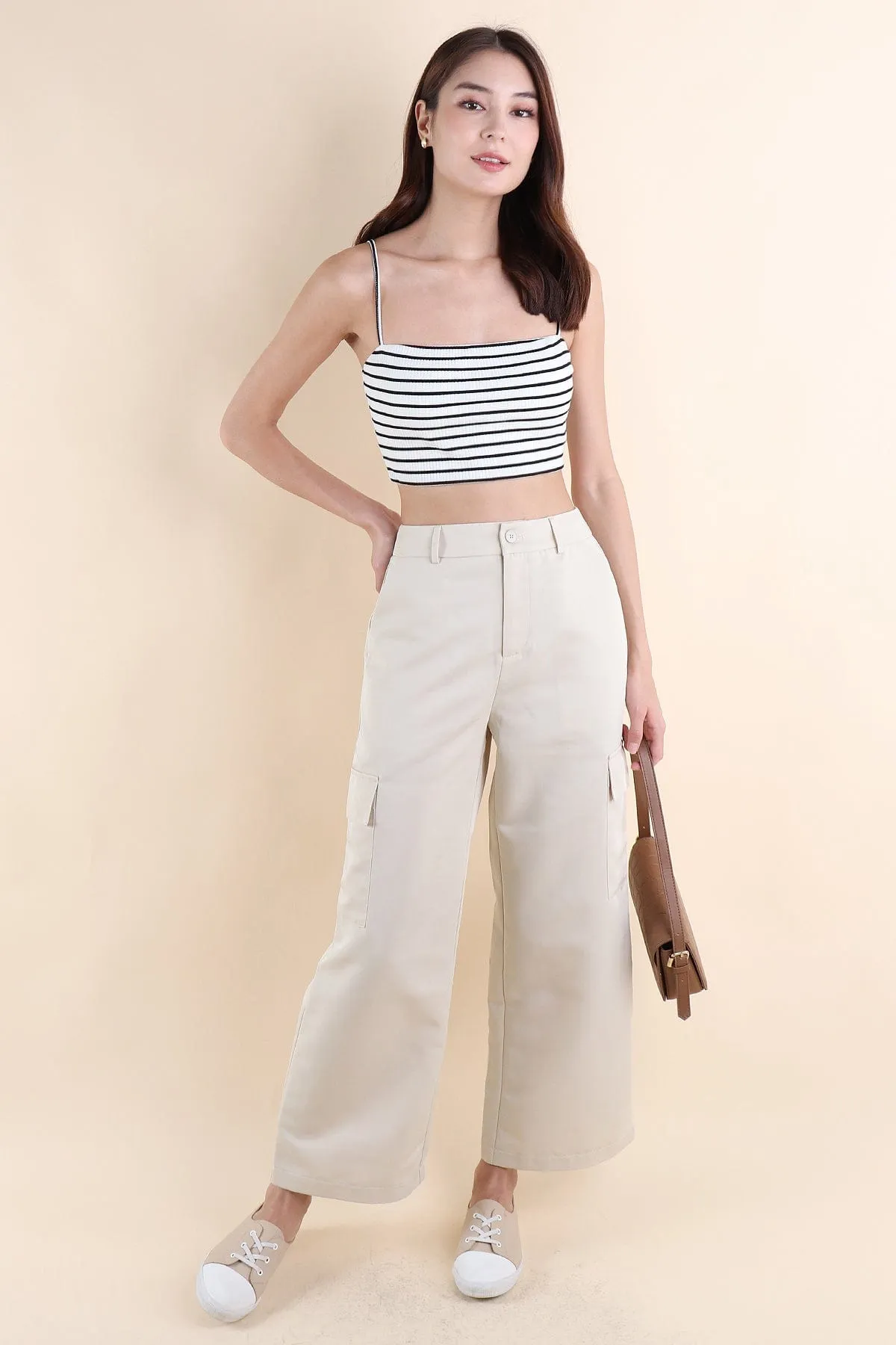 FELIZ STRIPES PADDED TOP IN WHITE