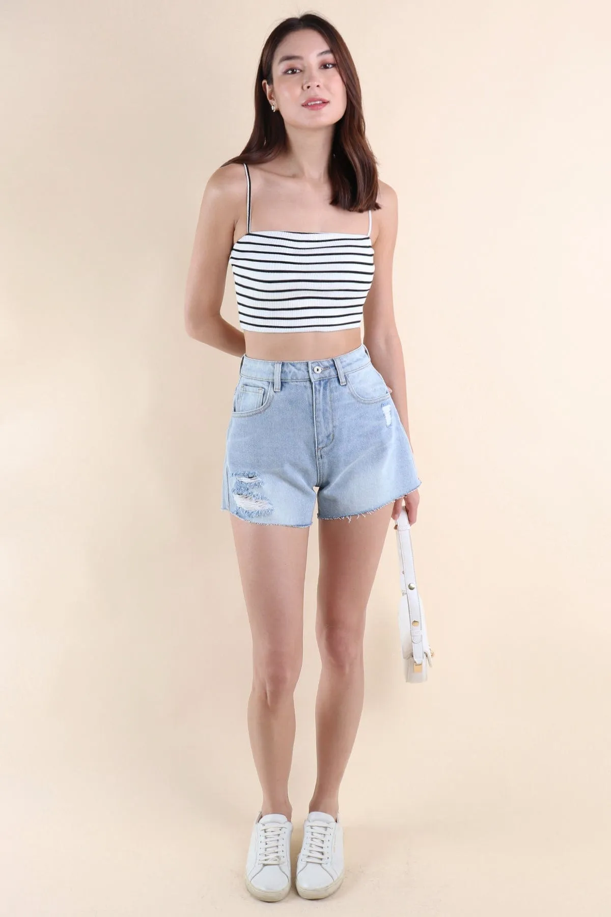 FELIZ STRIPES PADDED TOP IN WHITE