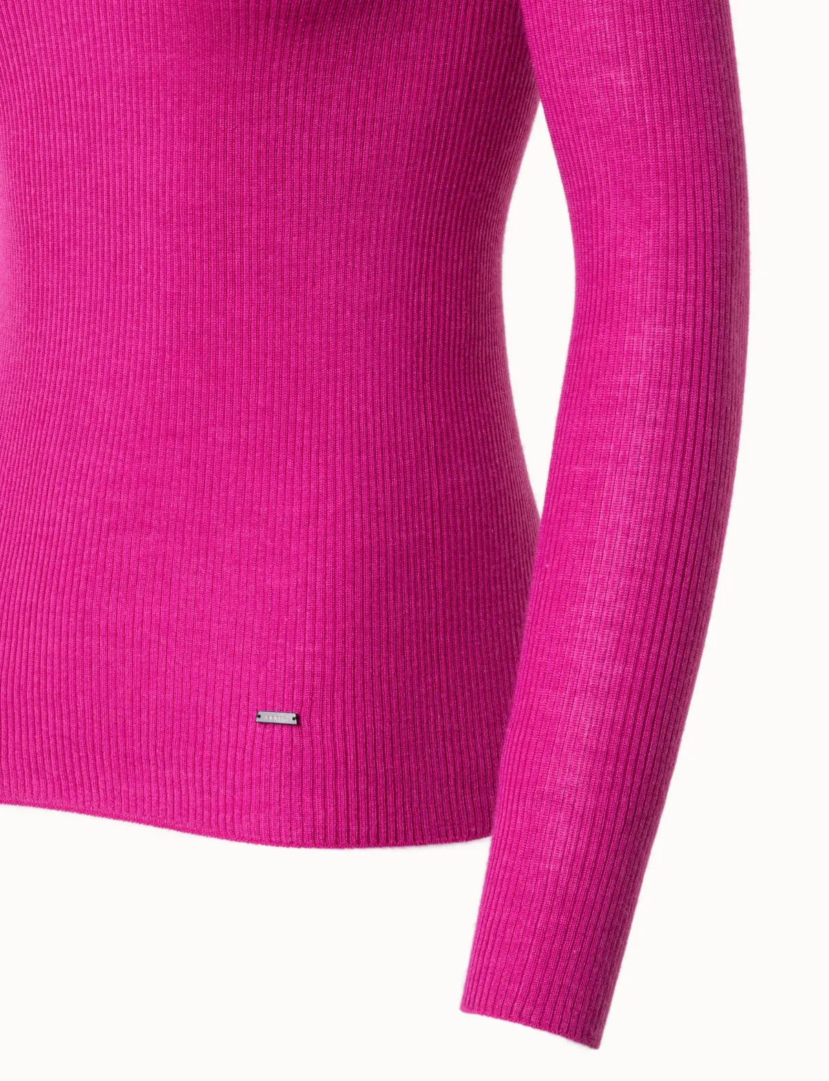 Fine Rib Cashmere Mock Neck Sweater