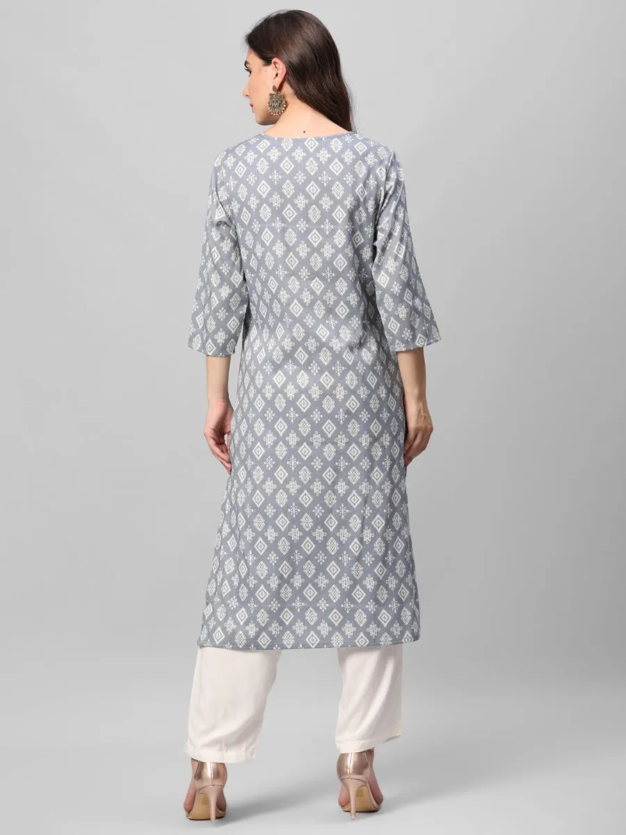 Grey Geometrical Printed Kurta