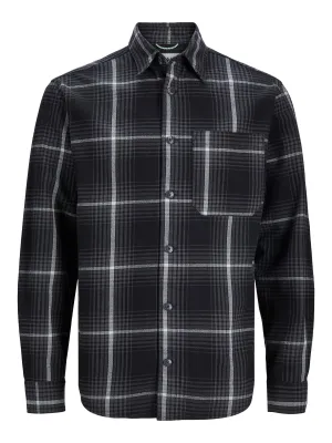 Jack & Jones JCOBLACK Check Long Sleeve Overshirt-BLACK