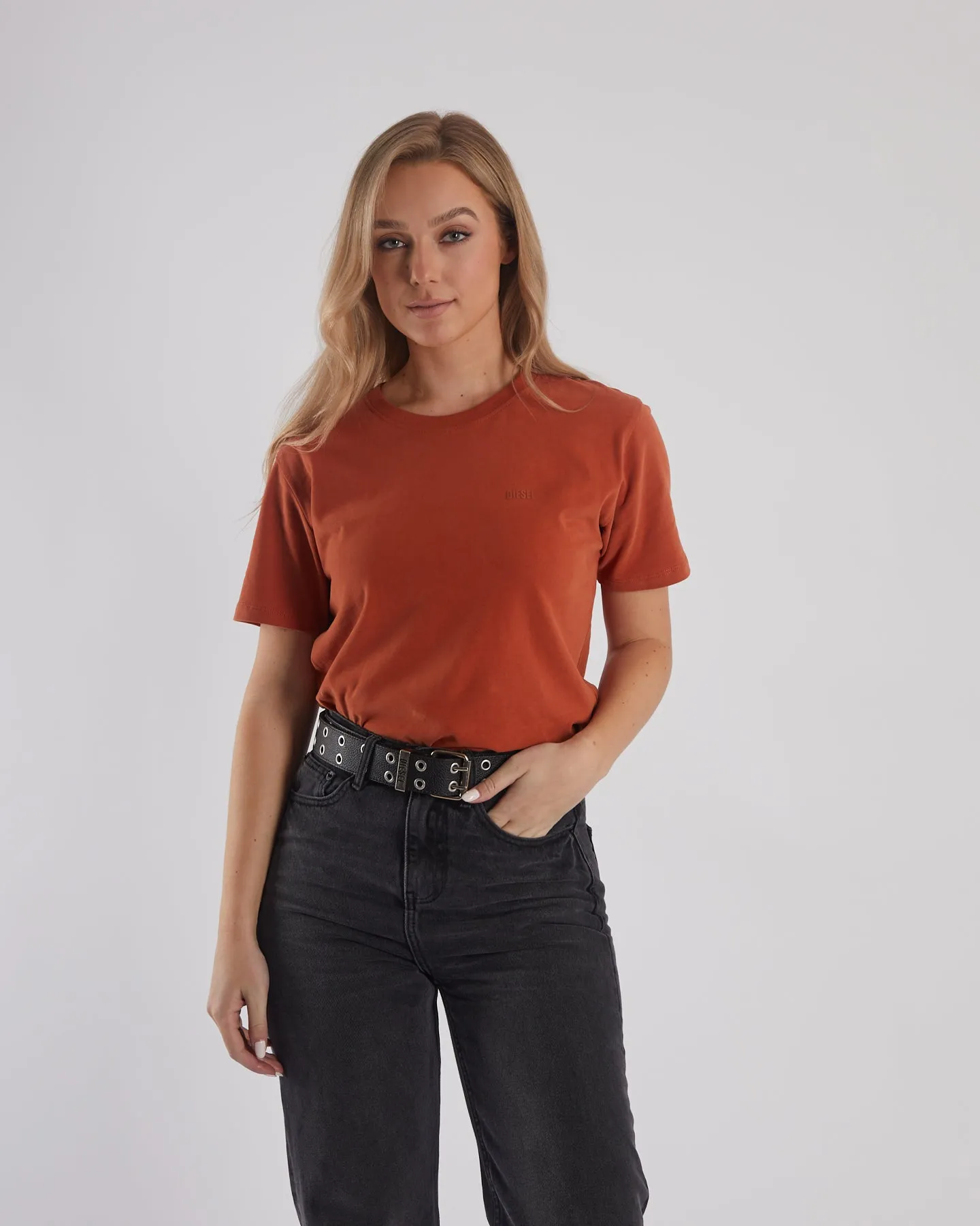 Jada Basic O Neck Cinnamon Orange