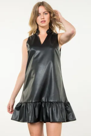 Leather & Ruffles Dress