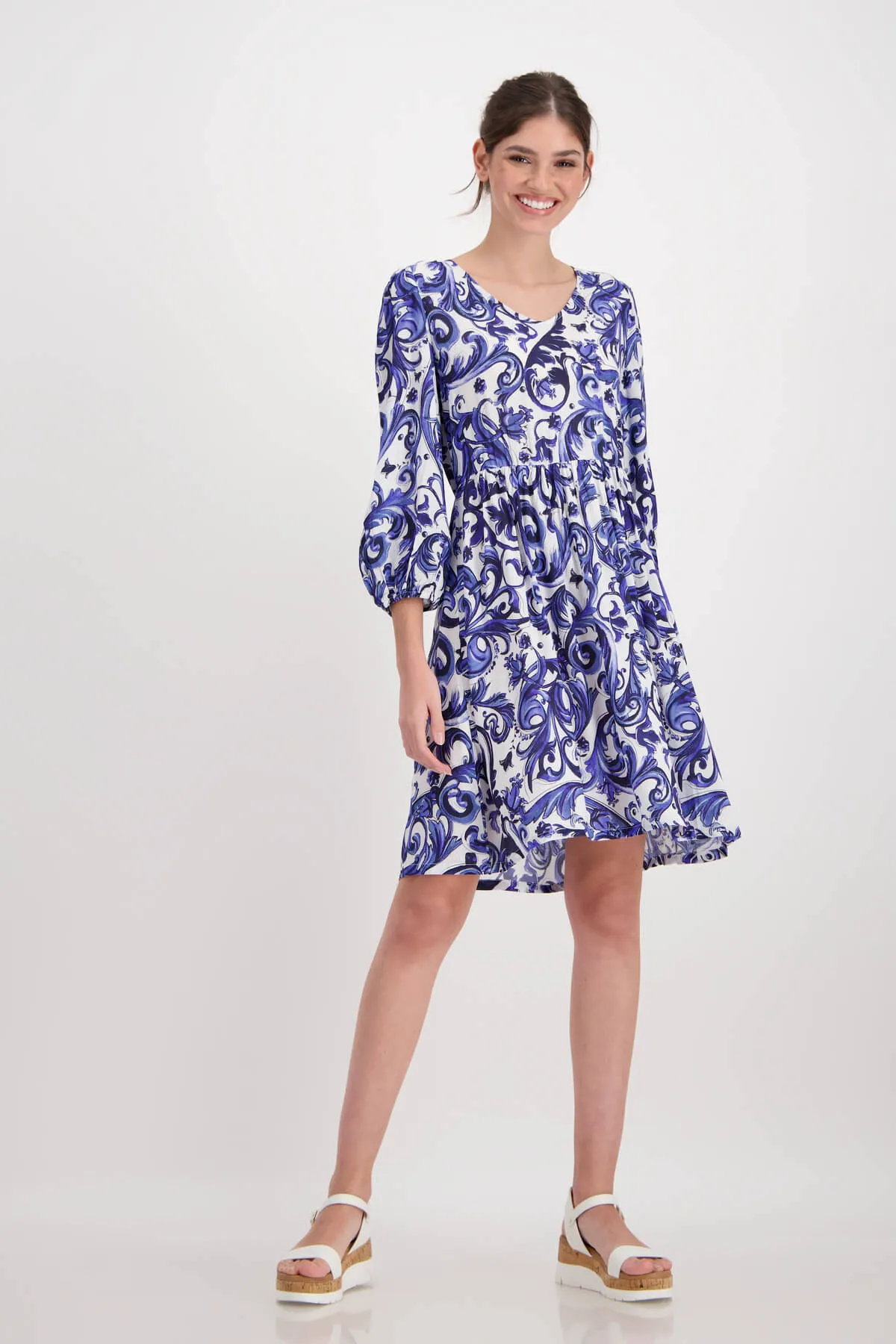 Light Summer Paisley Dress -Deep Breeze Blue