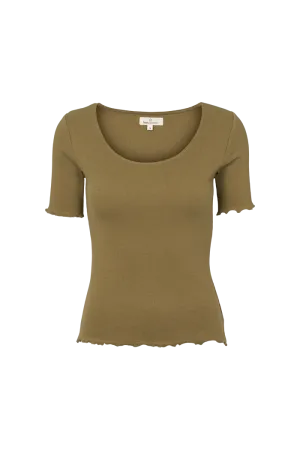 Ludmilla Scallop Tee SS - Martini Olive