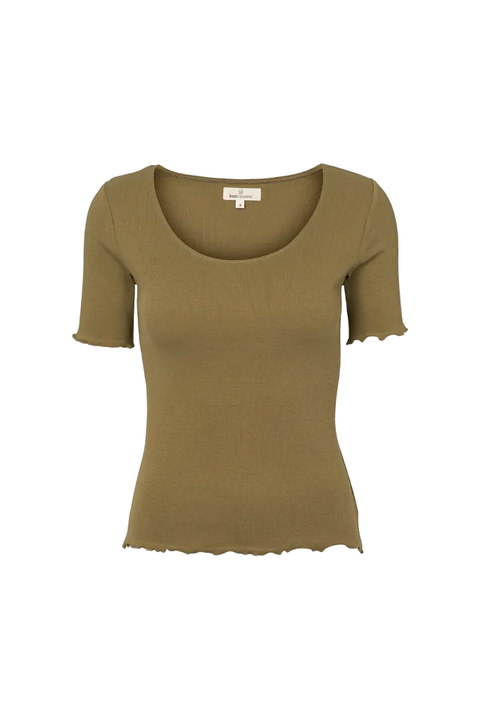 Ludmilla Scallop Tee SS - Martini Olive