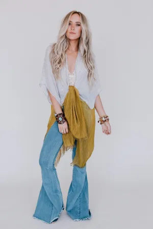 Ocean Eyes Ombre Kimono - Mustard