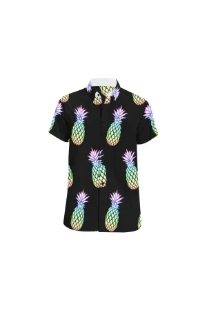 Pineapple Fiesta Black Men's All Over Print Short Sleeve Shirt (Model T53)