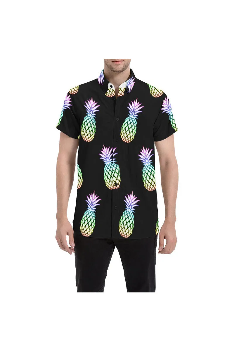 Pineapple Fiesta Black Men's All Over Print Short Sleeve Shirt (Model T53)