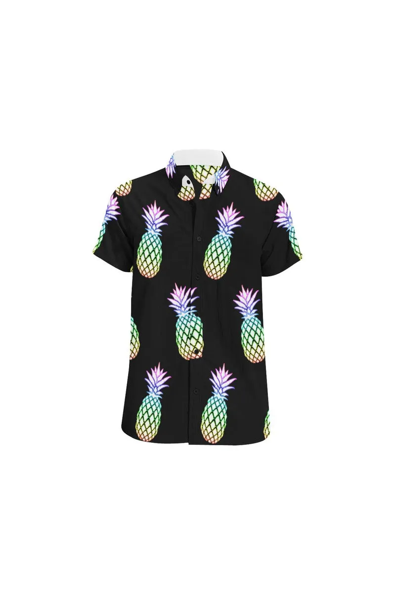 Pineapple Fiesta Black Men's All Over Print Short Sleeve Shirt (Model T53)