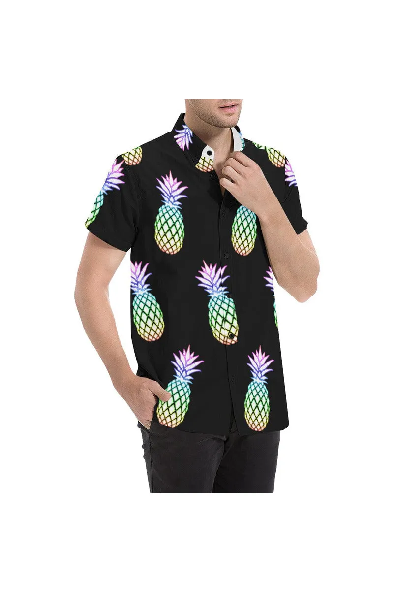 Pineapple Fiesta Black Men's All Over Print Short Sleeve Shirt (Model T53)