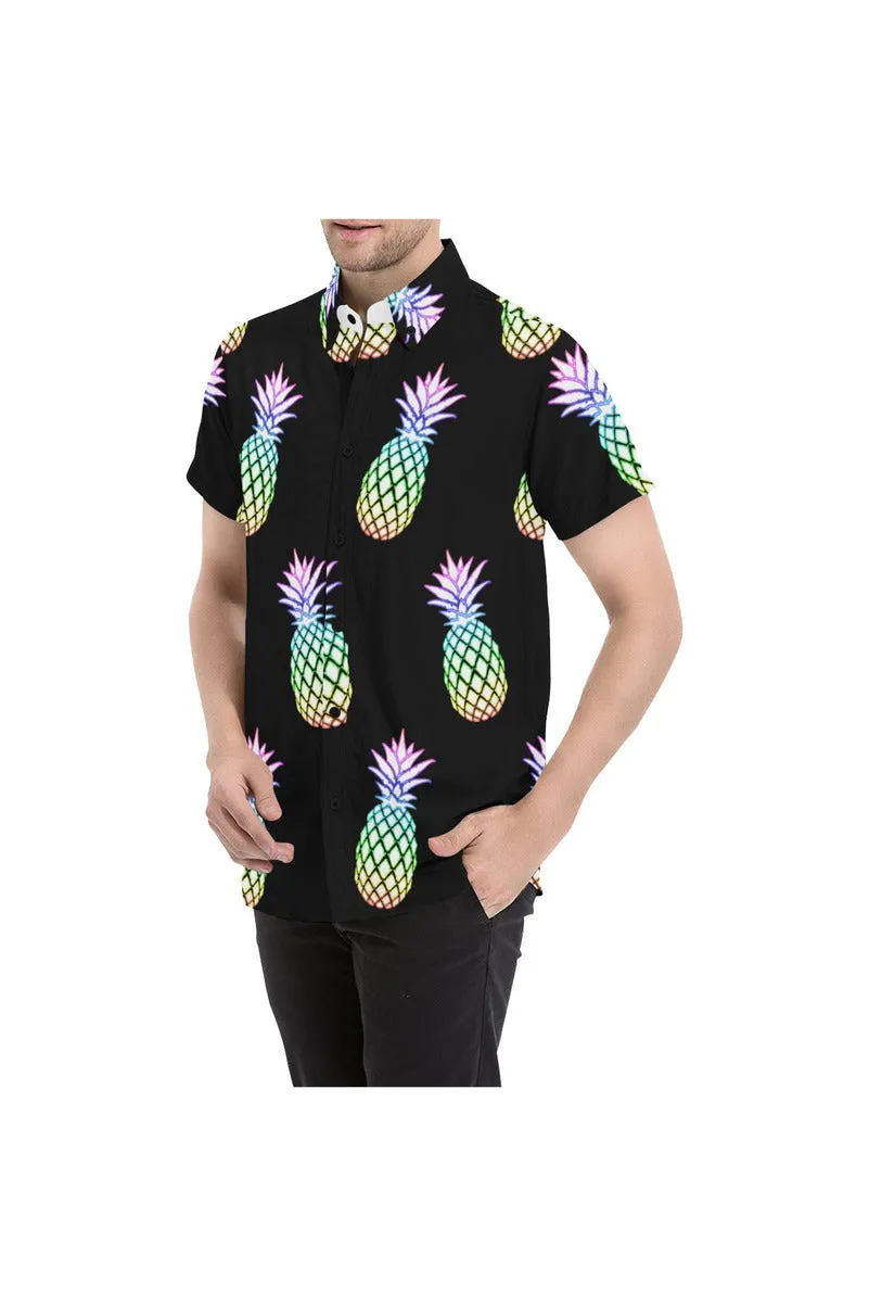 Pineapple Fiesta Black Men's All Over Print Short Sleeve Shirt (Model T53)