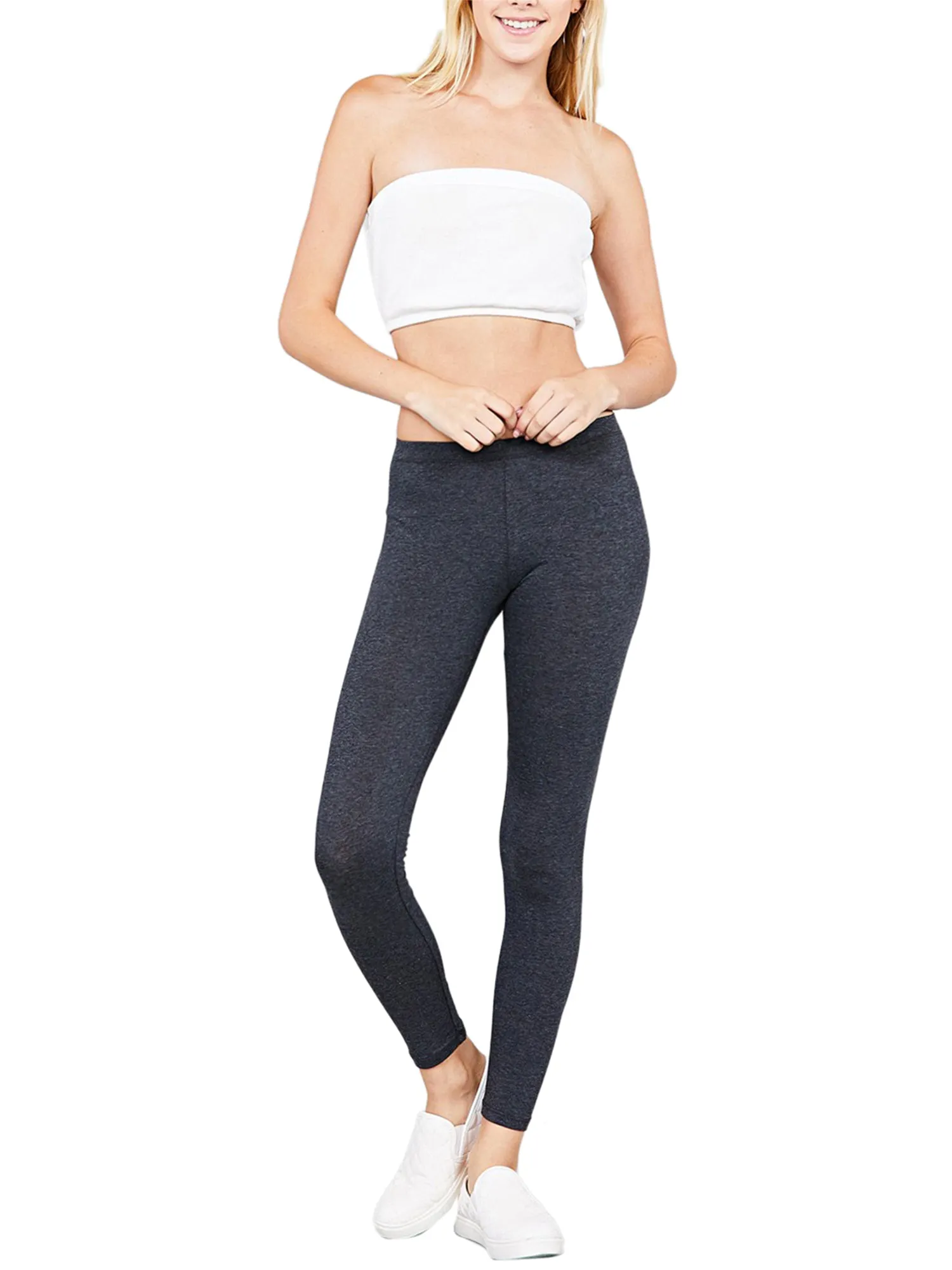 Women's Solid Basic Jersey Elastic Full Ankle Legging (FWB1014)