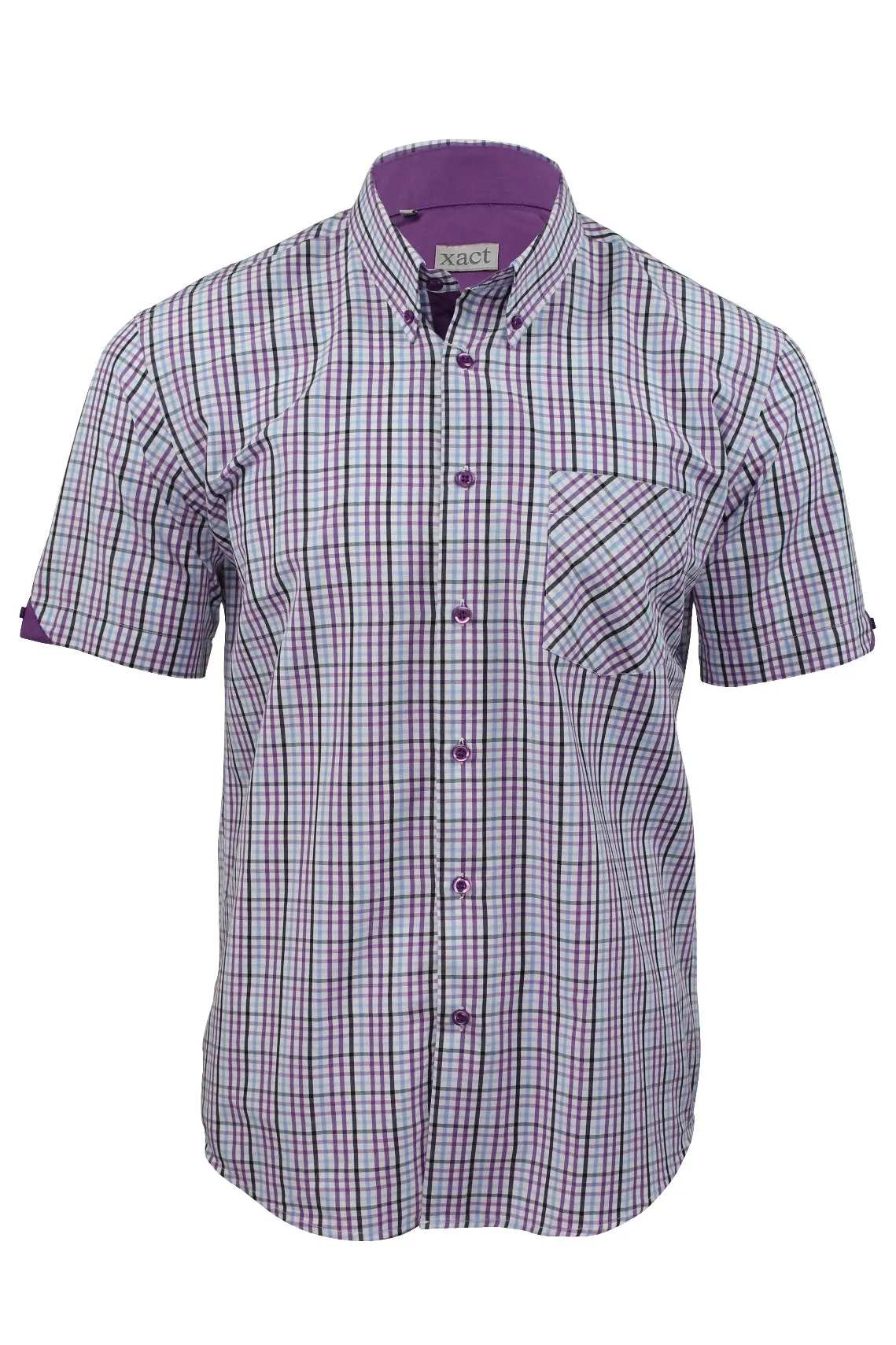 Xact Mens Check Shirt Short Sleeves