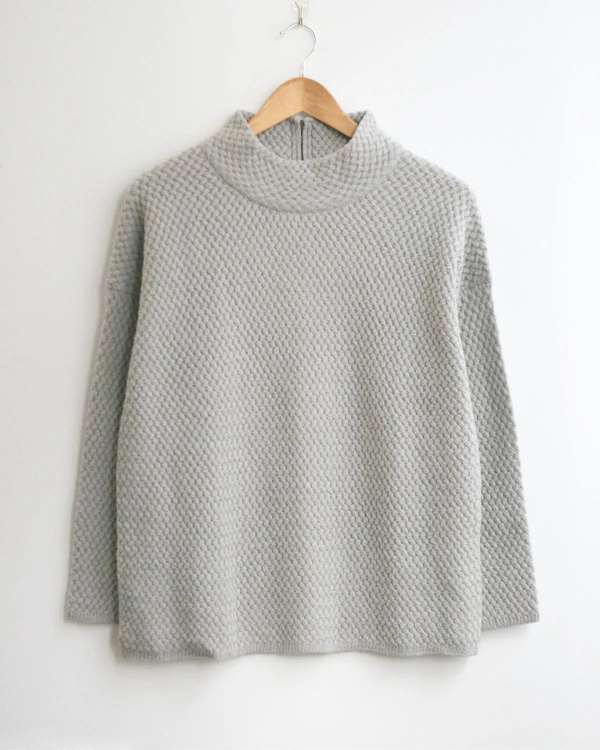 Zip Back Alpaca Mock Neck Pullover Sweater