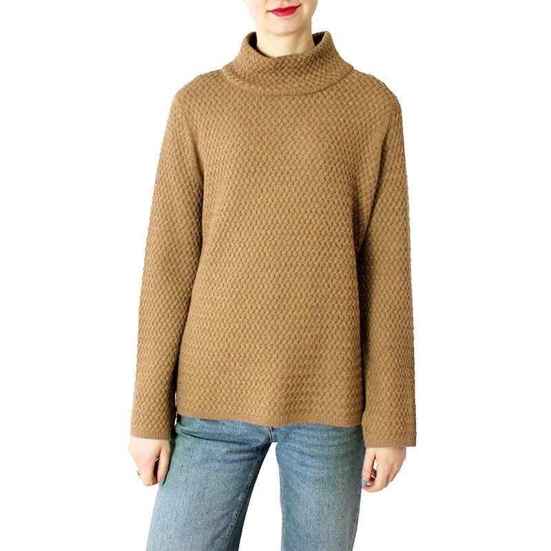 Zip Back Alpaca Mock Neck Pullover Sweater